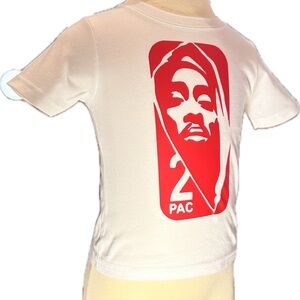 ⚡️Kids White & Red PAC hip-hop Graphic T-Shirt 12M